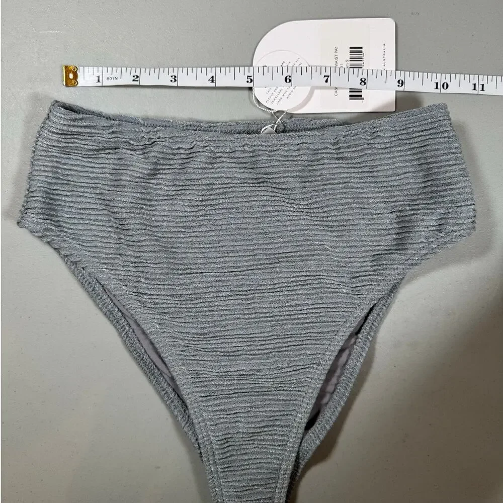 NWT RUMER The Label 3 Piece Bikini Set Gray Ribbed Fabric Size Small